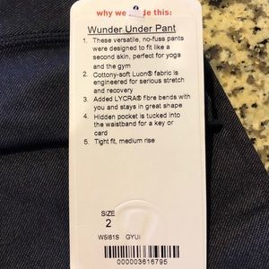 Lululemon Wonder Under Leggings (size 2) NWT